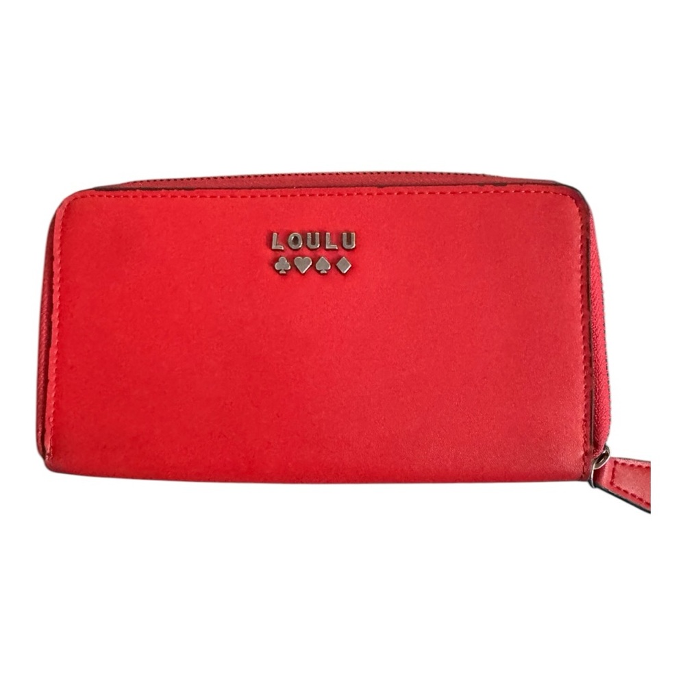 Loulu Zip-Around Large Wallet - Multiple Card Slots Red Sleek Everyday Organizer